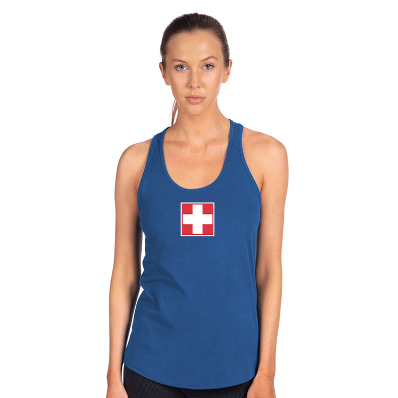Women's Switzerland National Football Soccer Team  Next Level Ideal Racerback Tank